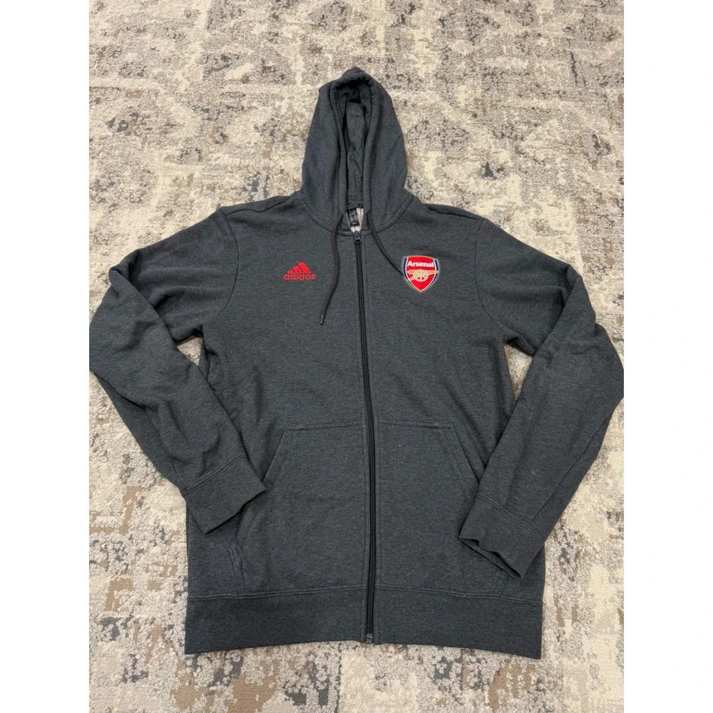 Adidas Arsenal FC Full Zip‎ Hoodie Mens Medium Charcoal Grey Soccer Fan